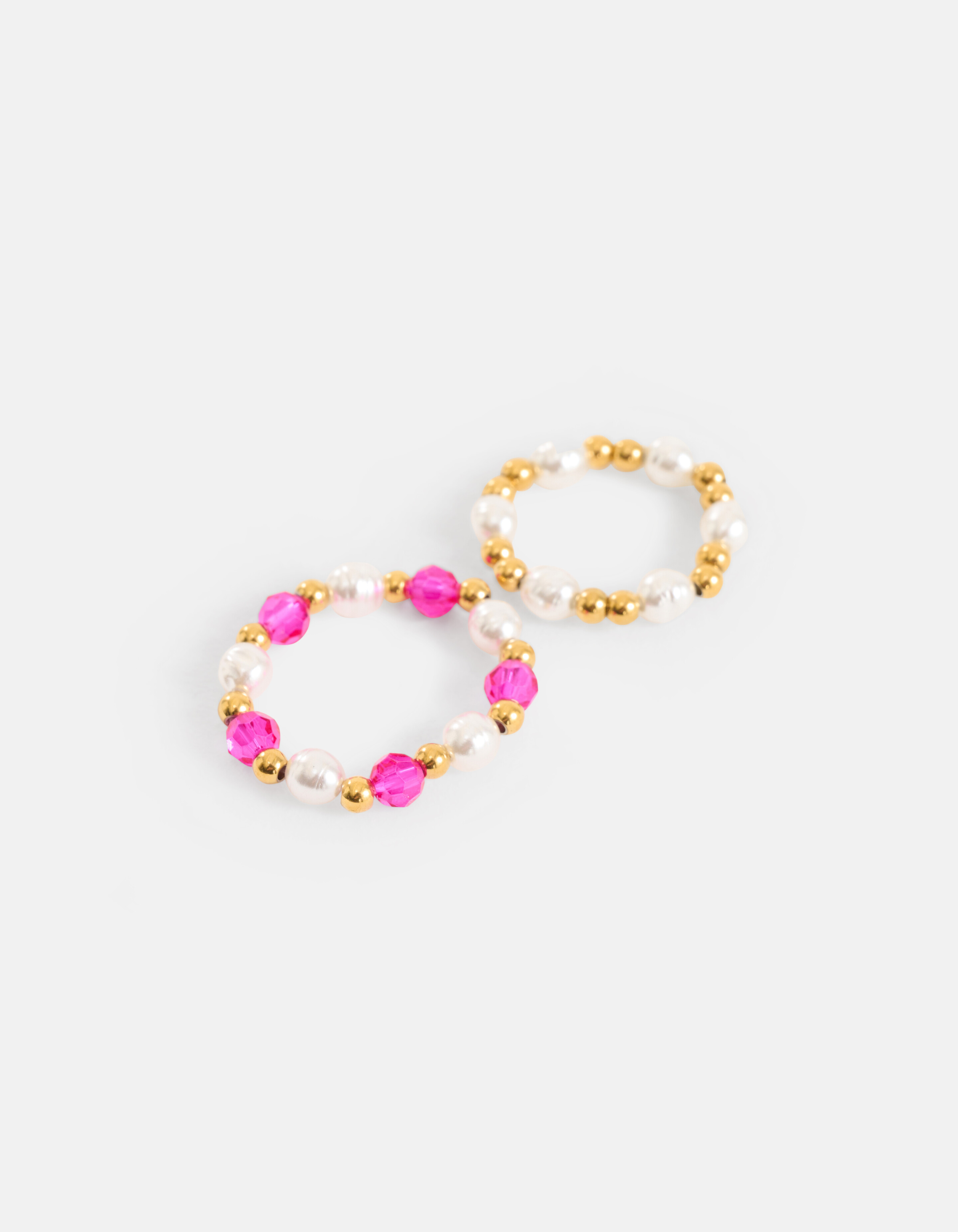 Beaded Parel Ring Set Roze SHOEBY ACCESSOIRES