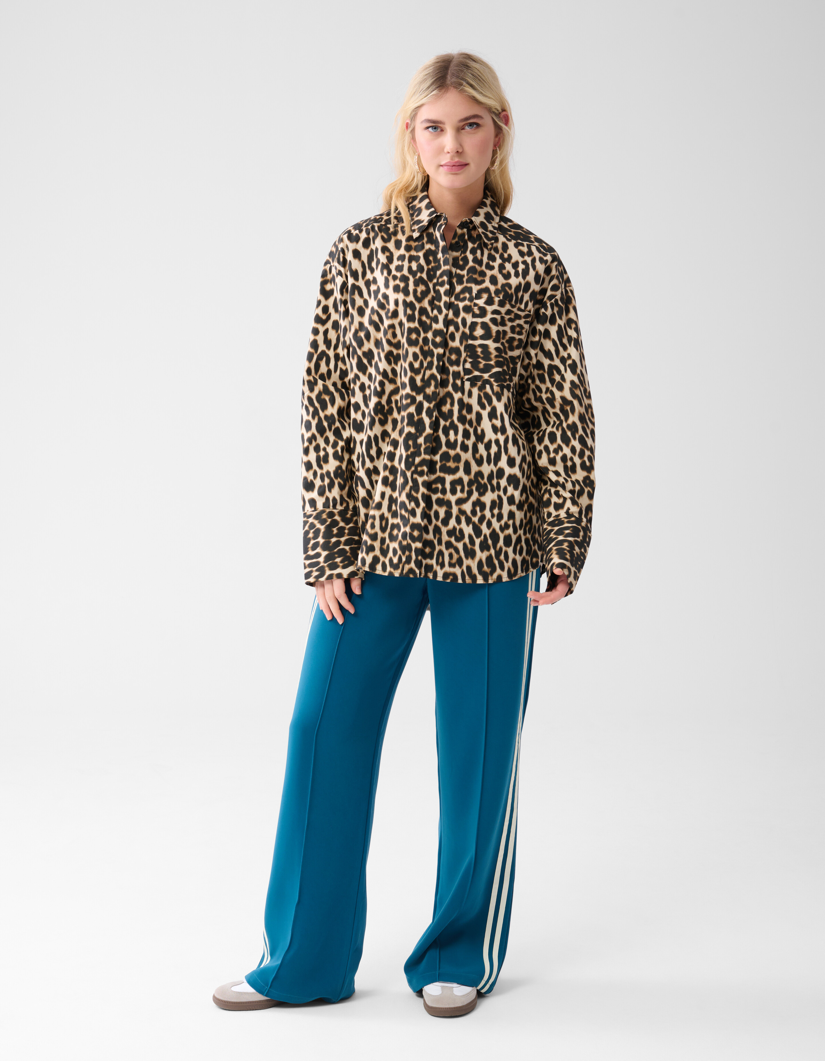 Leopard Poplin Blouse Bruin SHOEBY WOMEN
