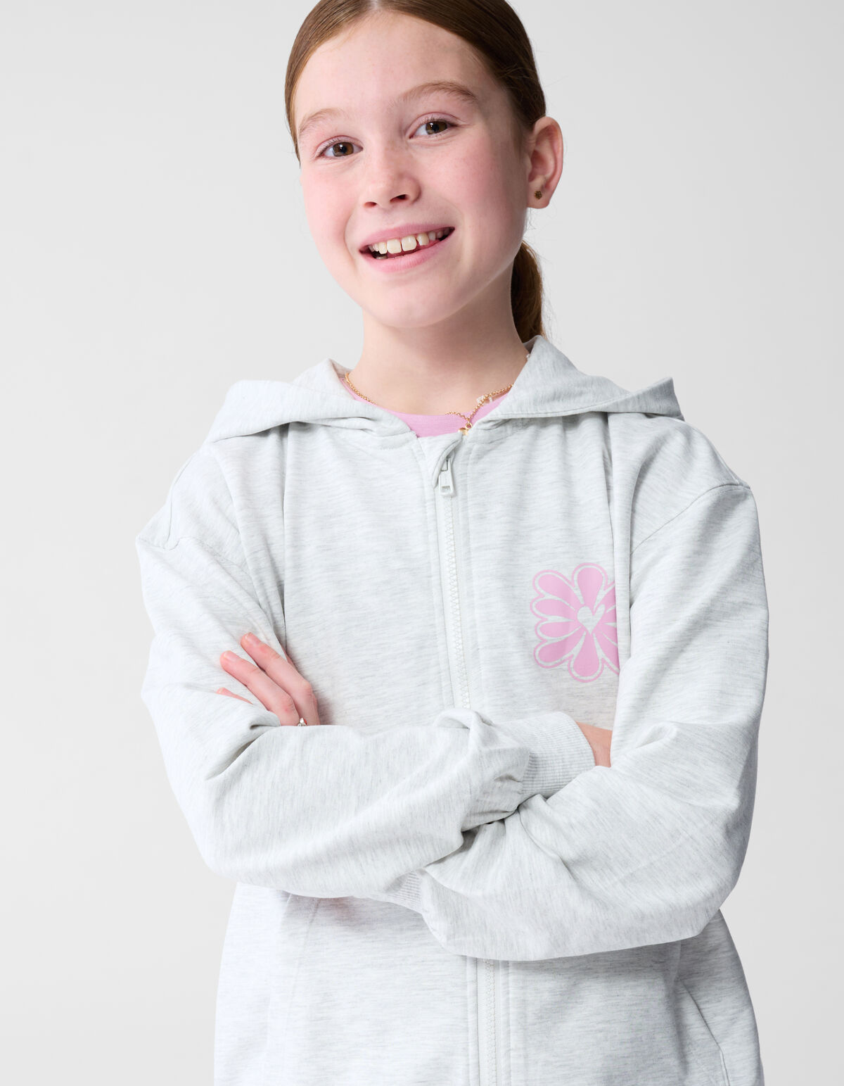 Bloem Artwork Vest Lichtgrijs SHOEBY GIRLS