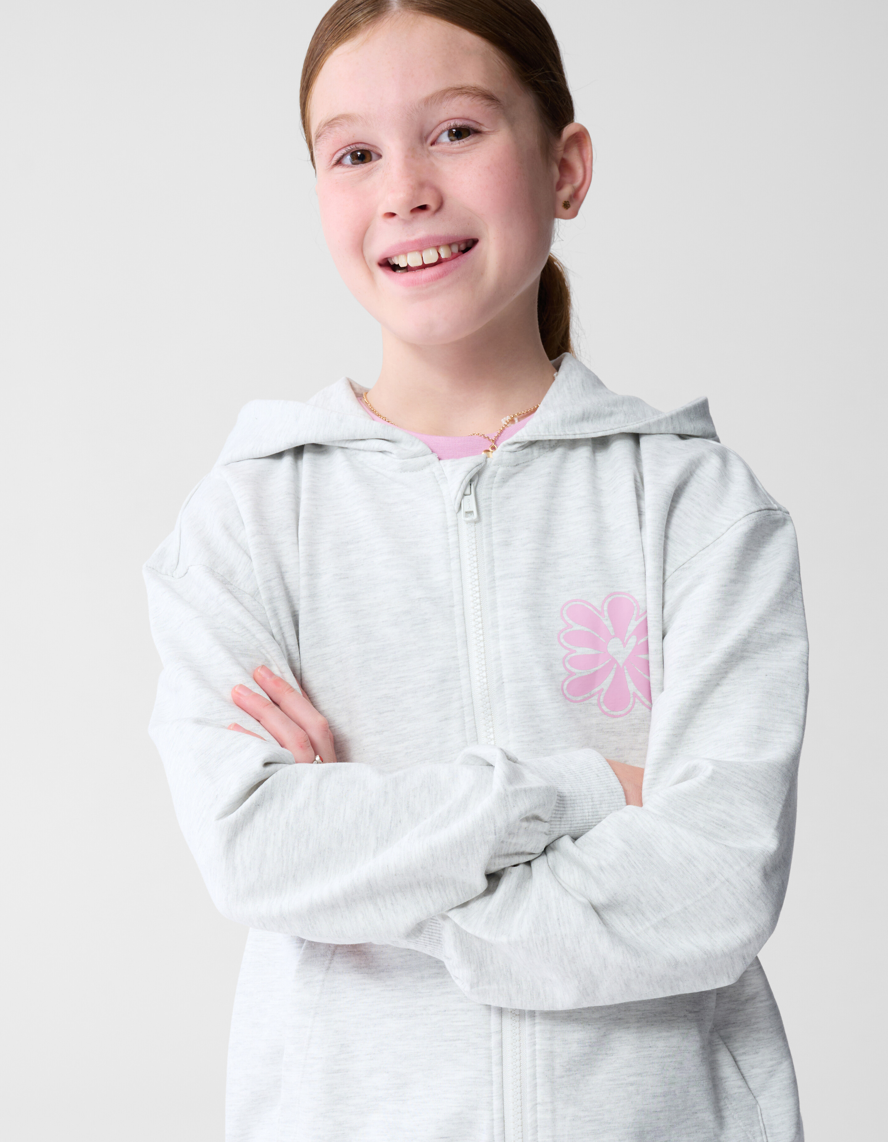 Bloem Artwork Vest Lichtgrijs SHOEBY GIRLS