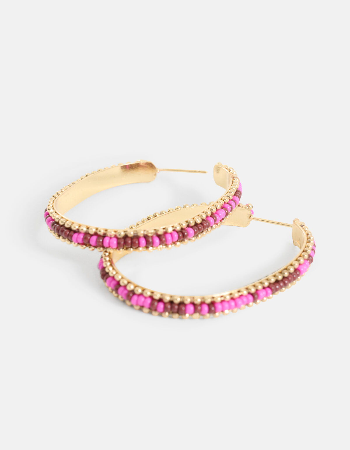 Ovale Beaded Hoops Oorbellen Roze SHOEBY ACCESSOIRES