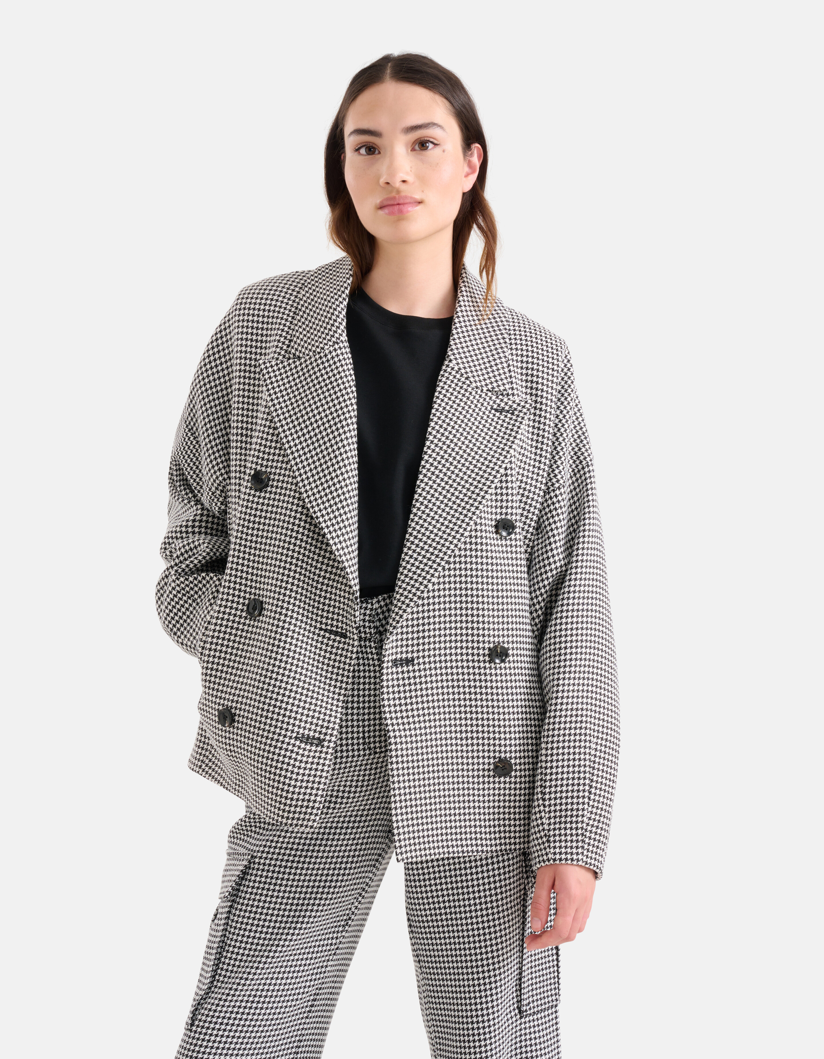 Pied-De-Poule Blazer Zwart/Wit SHOEBY WOMEN