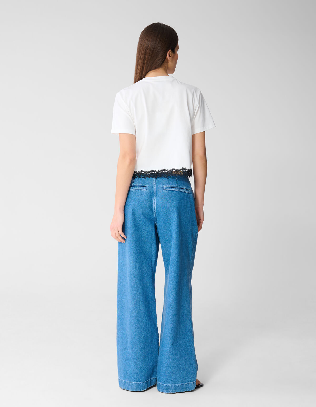 Pleated Wide Leg Fit Jeans Mediumstone SHOEBY WOMEN