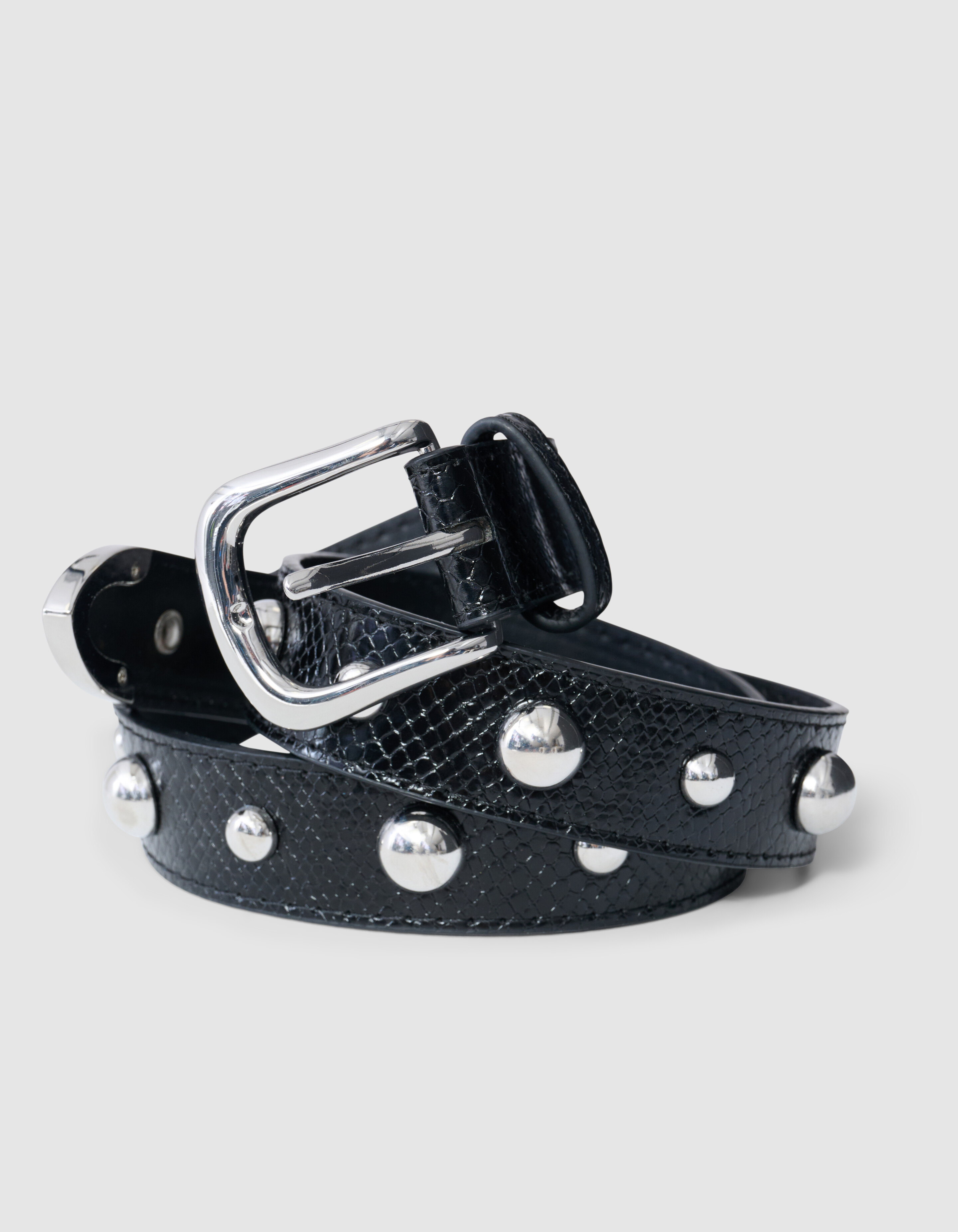 Studs Croco Belt Zwart SHOEBY ACCESSOIRES
