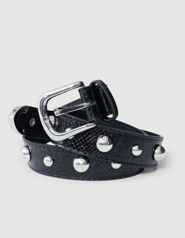 Studs Croco Belt Zwart SHOEBY ACCESSOIRES