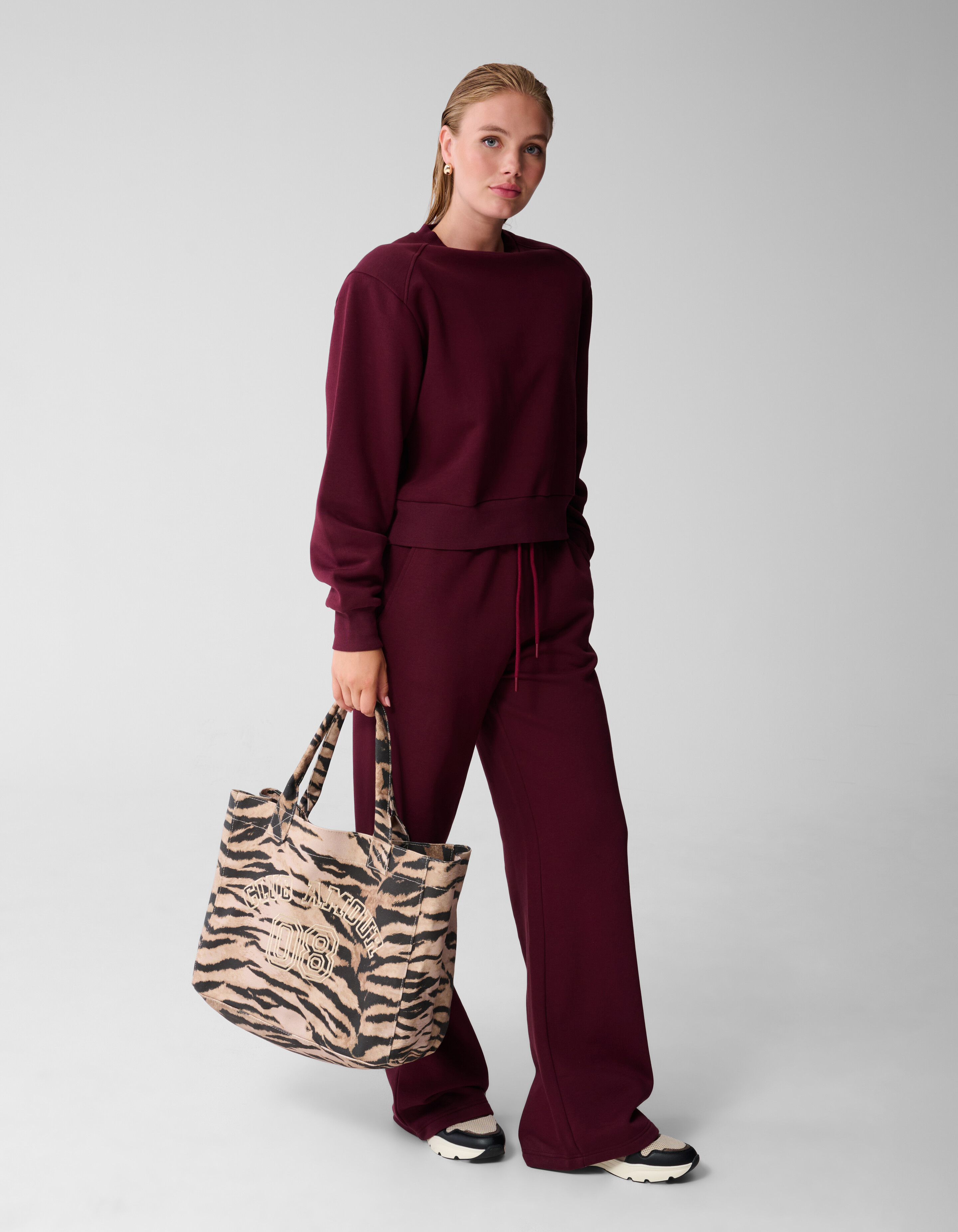 Tijgerprint Embroidery Shopper Bruin SHOEBY ACCESSOIRES