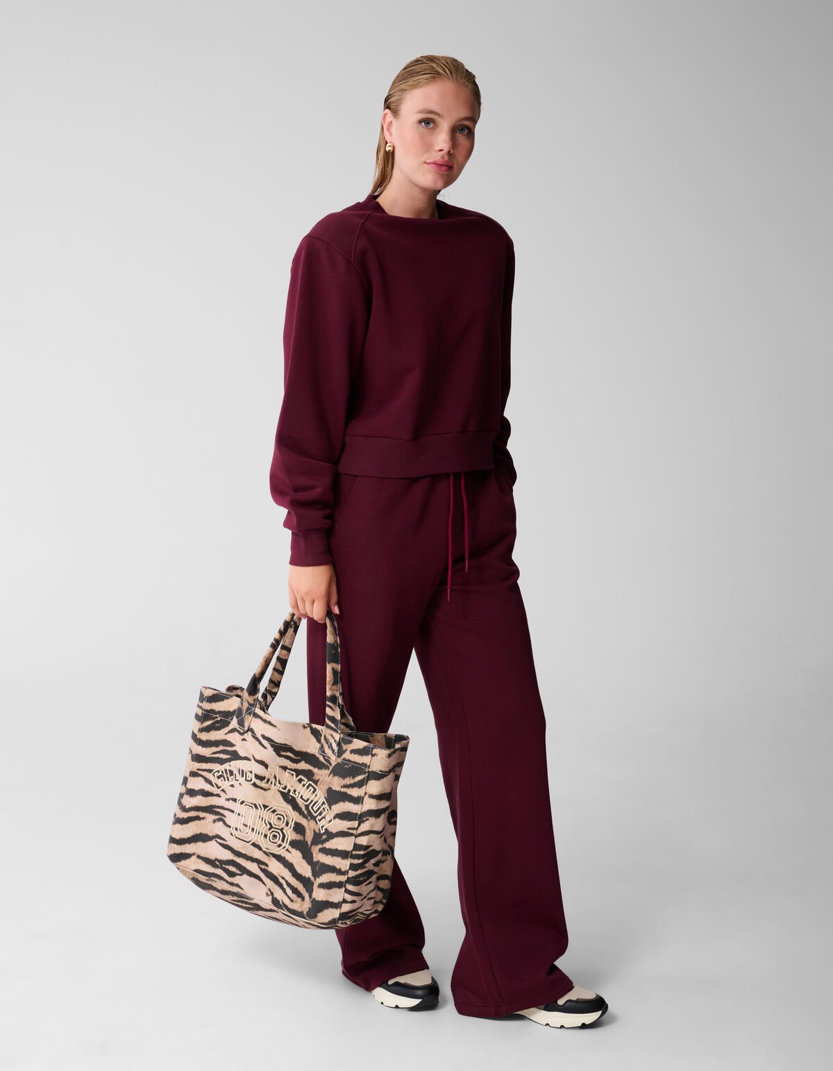 Tijgerprint Embroidery Shopper Bruin SHOEBY ACCESSOIRES
