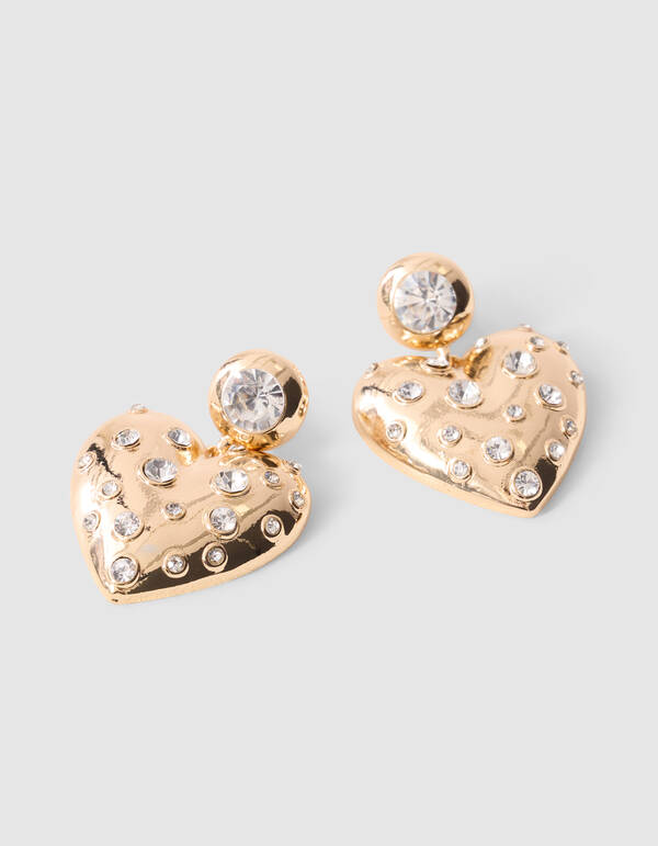 Strass Heart Oorbellen Goud SHOEBY ACCESSOIRES