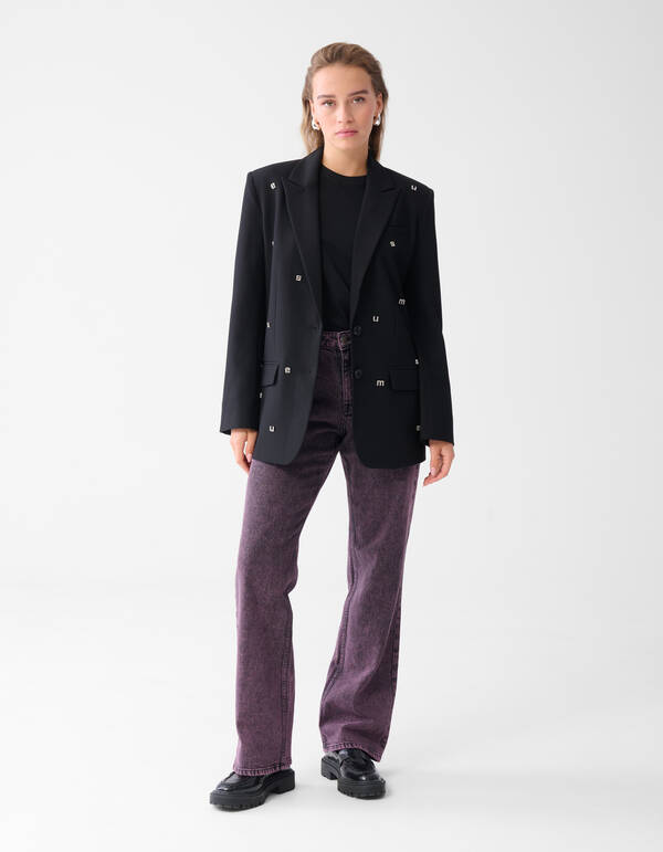 Strass Letter Blazer Zwart SHOEBY WOMEN