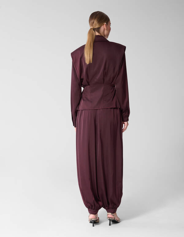 Satijnen Balloon Fit Broek Donkerrood By Mieke SHOEBY WOMEN