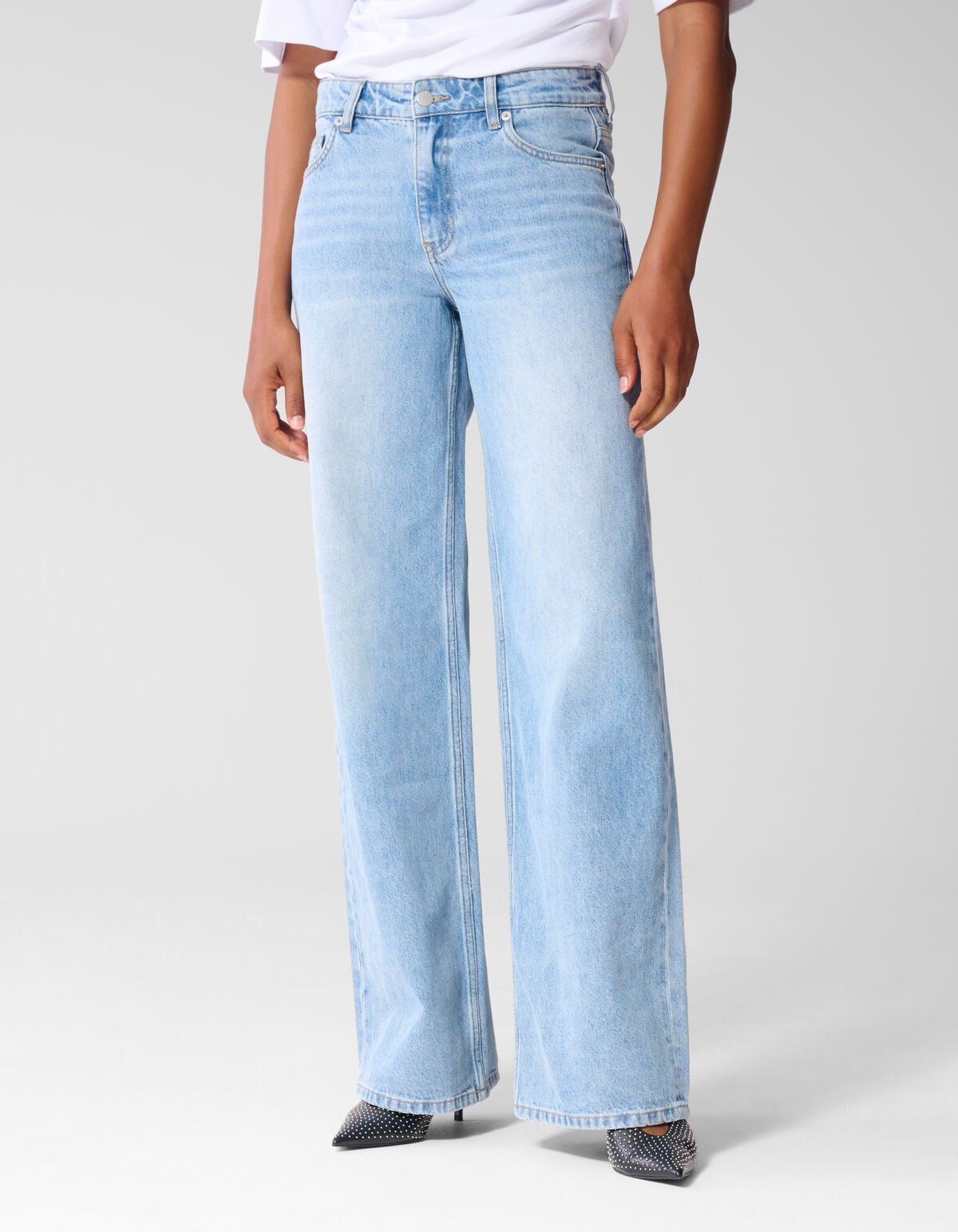 Mid Waist Wide Leg Fit Jeans Mediumstone SHOEBY WOMEN
