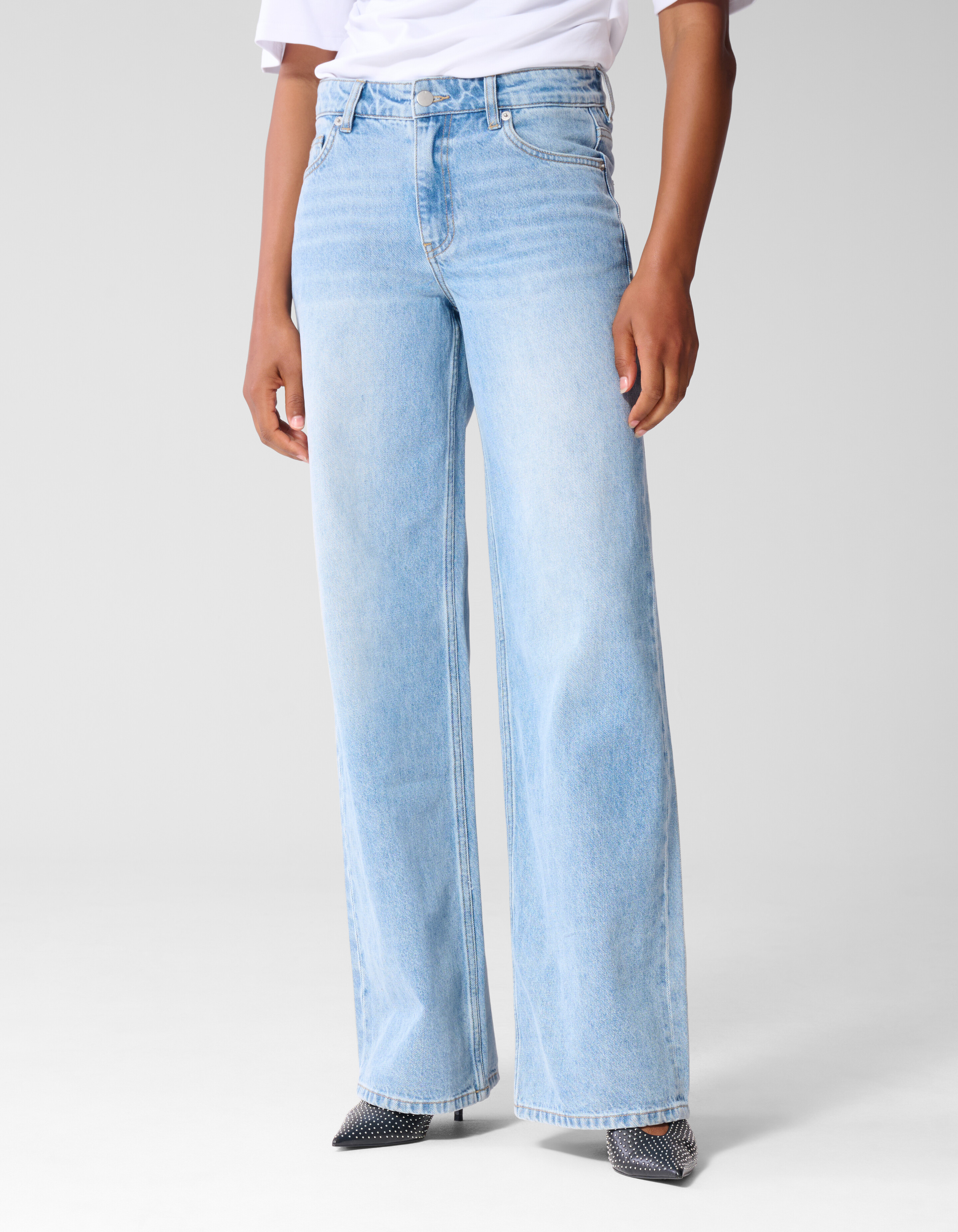 Mid Waist Wide Leg Fit Jeans Mediumstone SHOEBY WOMEN