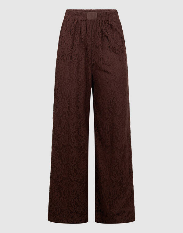 Kanten Wide Leg Broek Bruin SHOEBY WOMEN