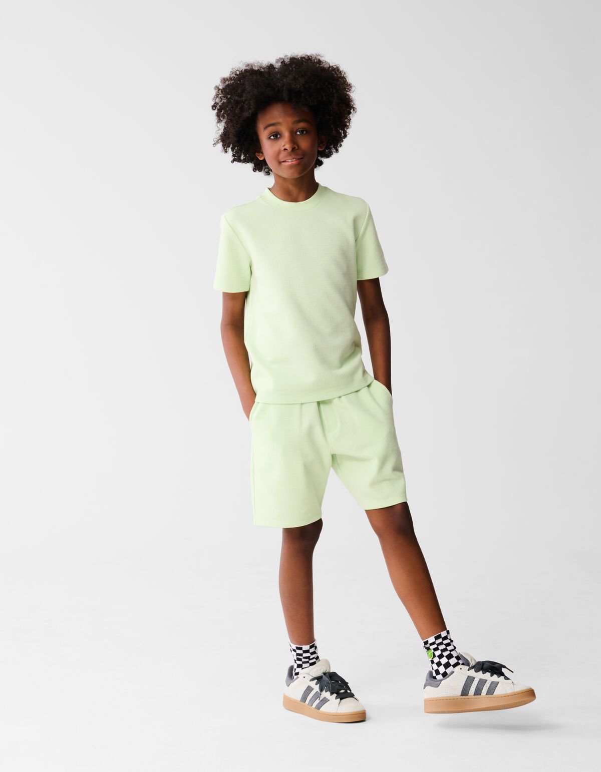 Neon Waffle T-shirt Groen SHOEBY BOYS