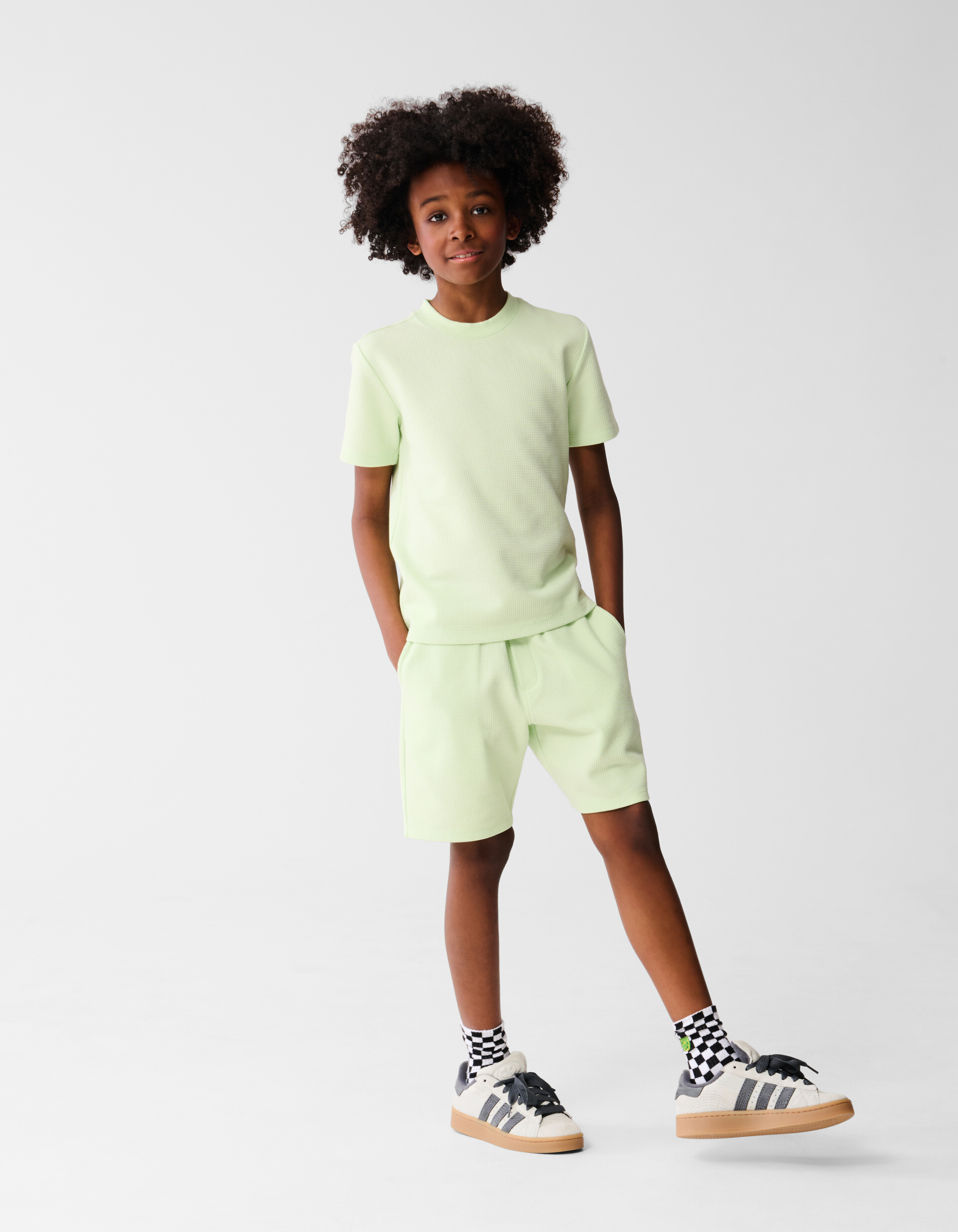 Neon Waffle T-shirt Groen SHOEBY BOYS