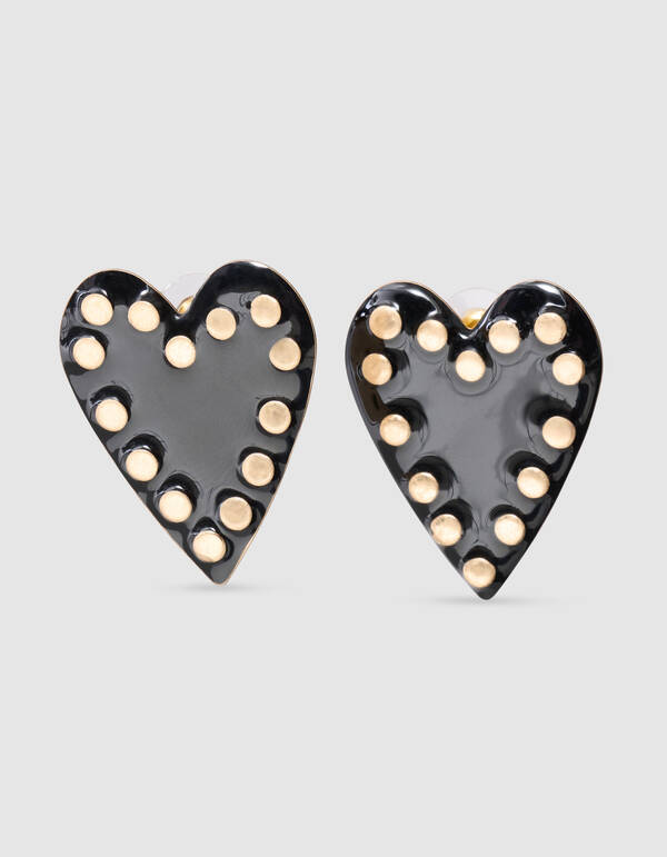 Stud Heart Oorbellen Zwart SHOEBY ACCESSOIRES