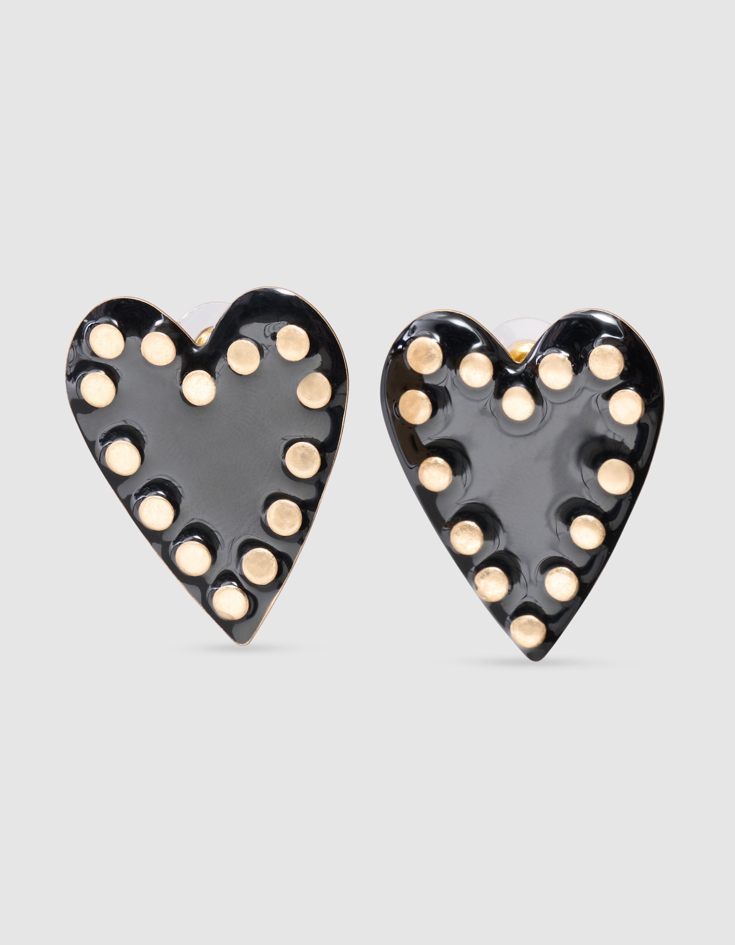 Stud Heart Oorbellen Zwart SHOEBY ACCESSOIRES