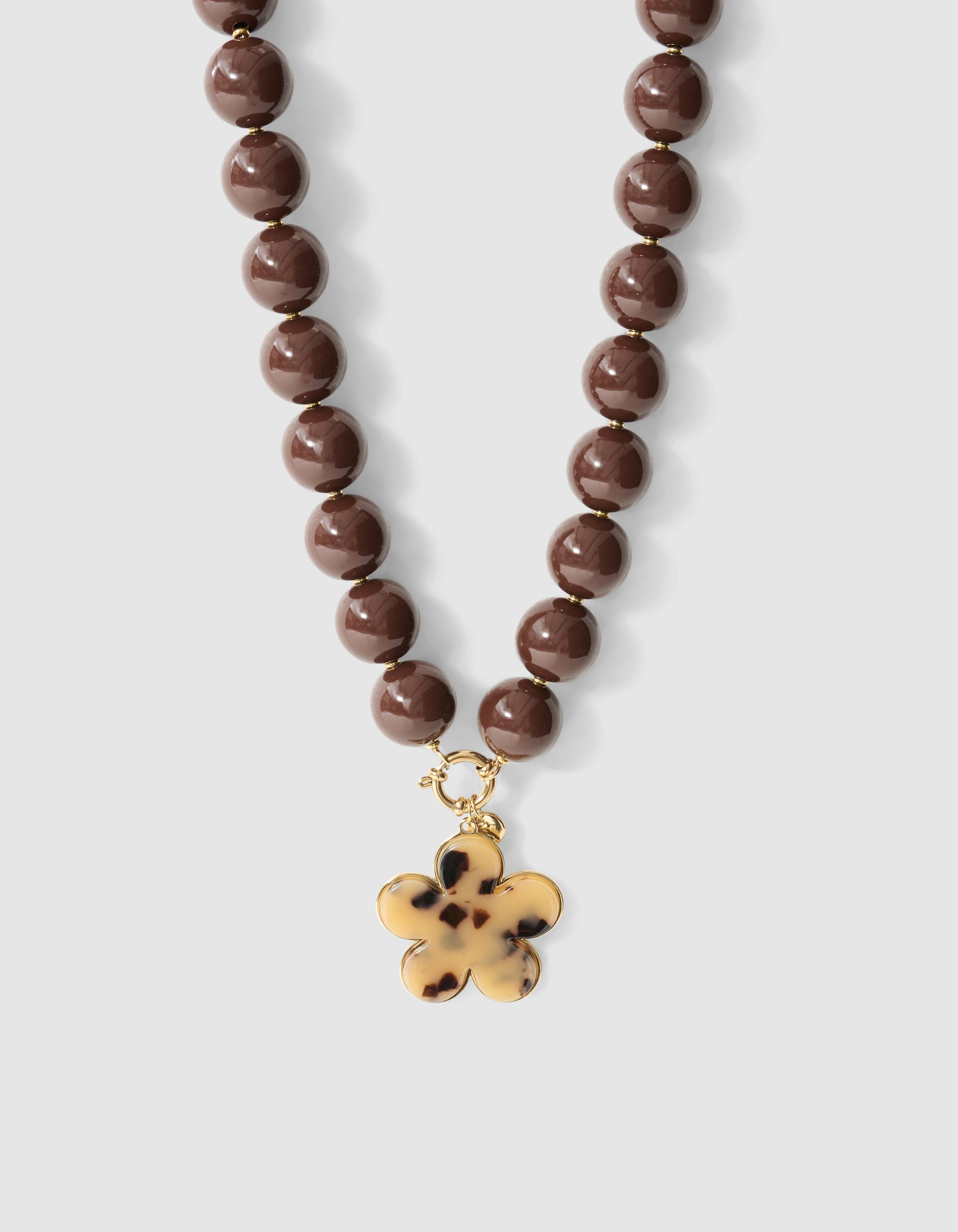 Beaded Bloem Ketting Bruin SHOEBY ACCESSOIRES