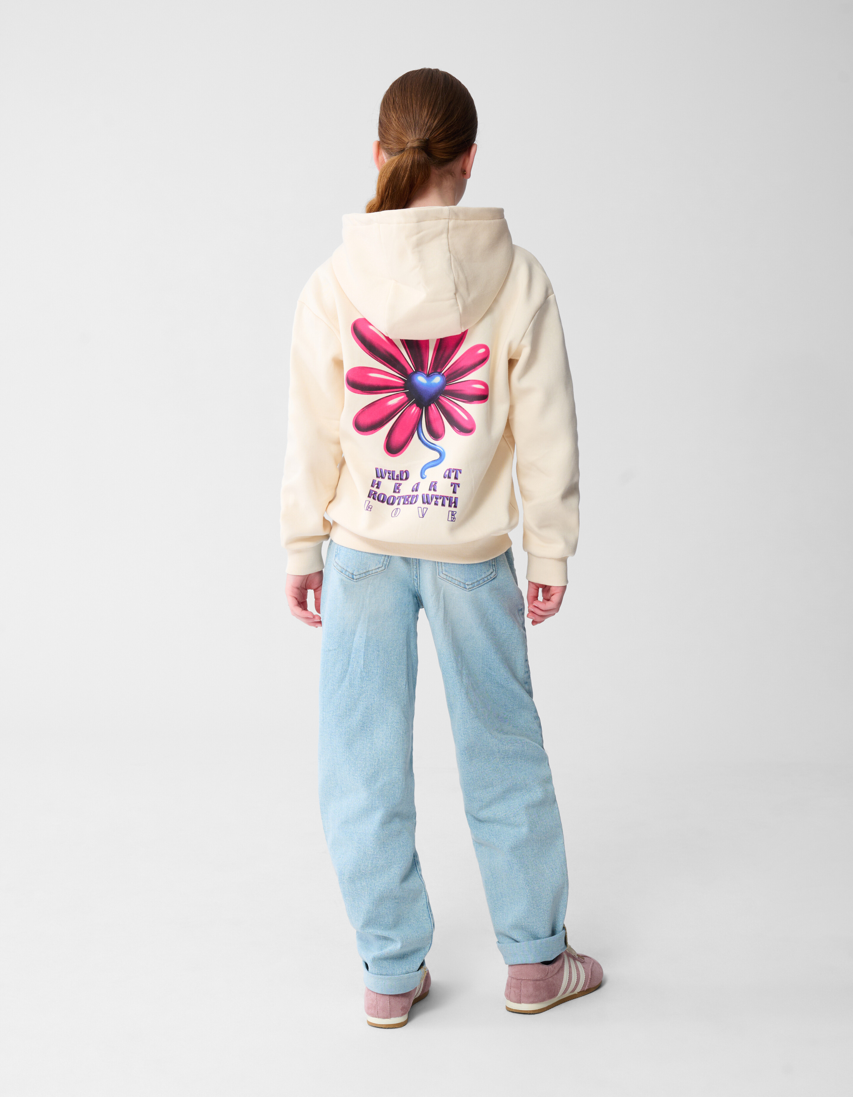 Flower Artwork Hoodie Gebroken Wit SHOEBY GIRLS