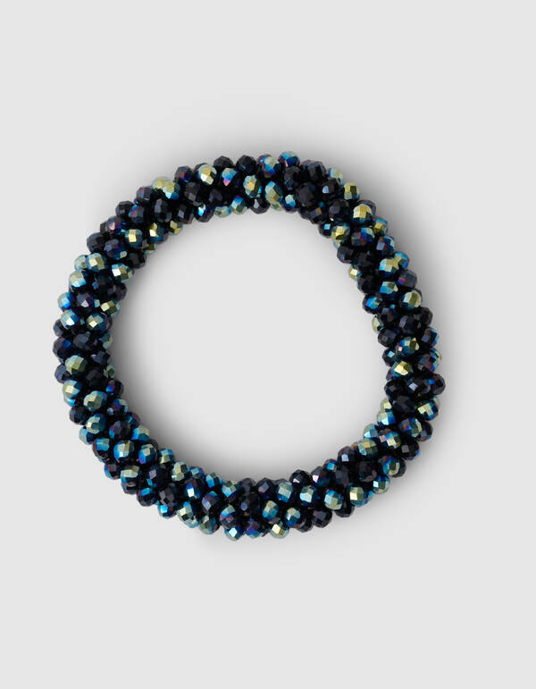 Beaded Haarelastiek Donkerblauw SHOEBY ACCESSOIRES