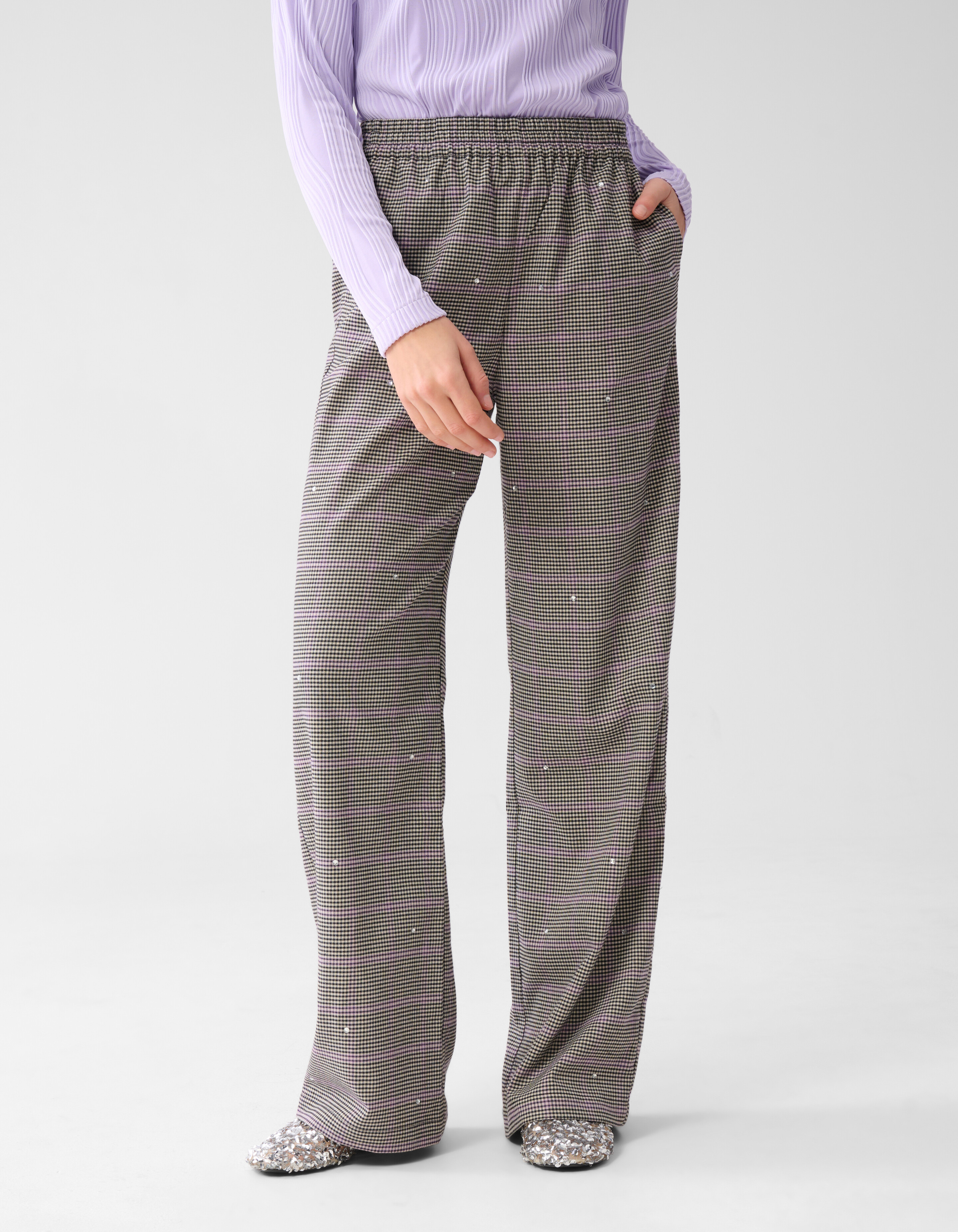 Ruiten Wide Leg Broek Grijs SHOEBY WOMEN