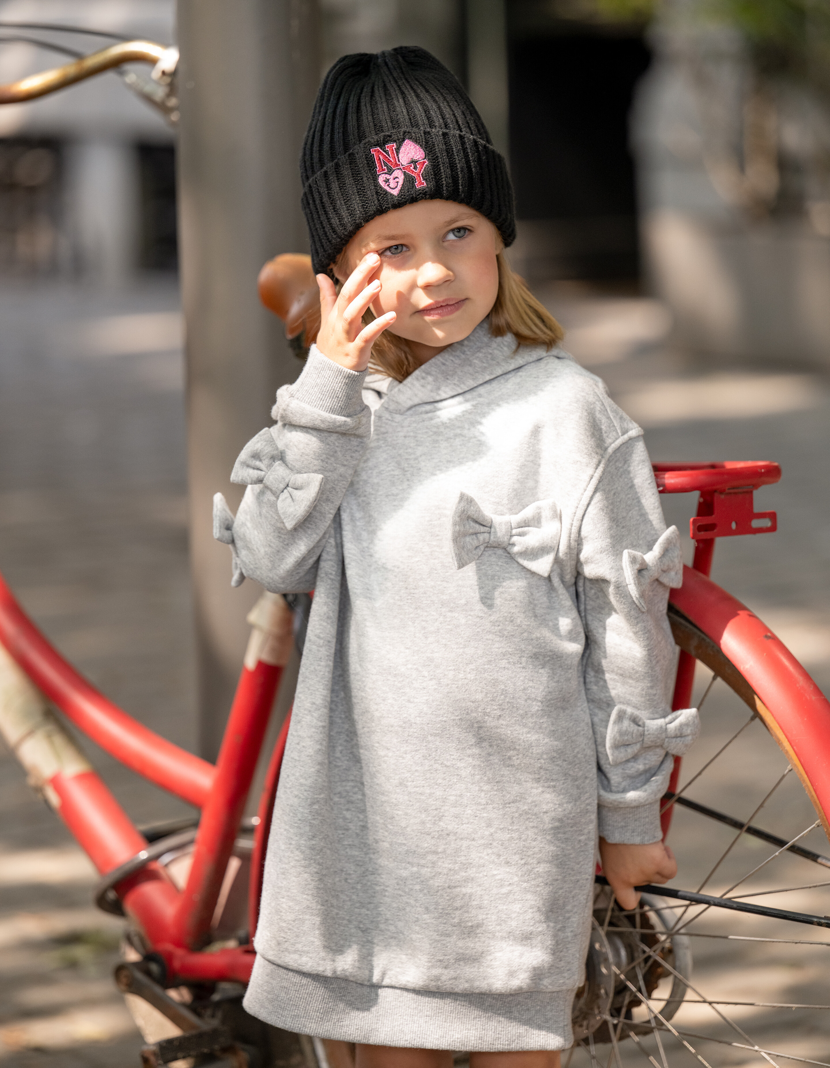 Strik Hoodie Jurk Lichtgrijs SHOEBY GIRLS