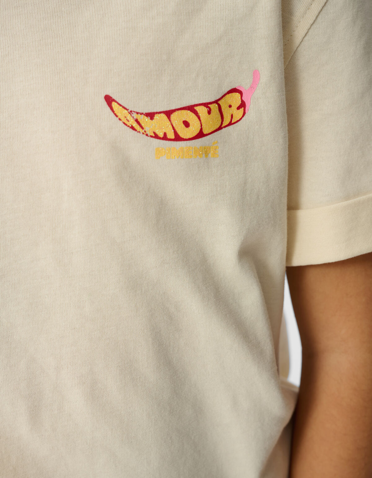 Amour Pepper Artwork T-shirt Gebroken Wit SHOEBY GIRLS