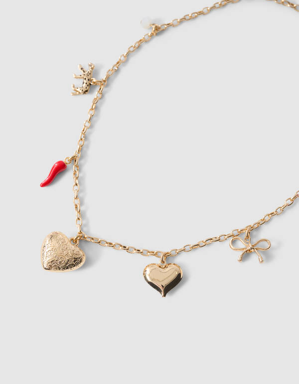 Heart Charm Ketting Goud SHOEBY ACCESSOIRES