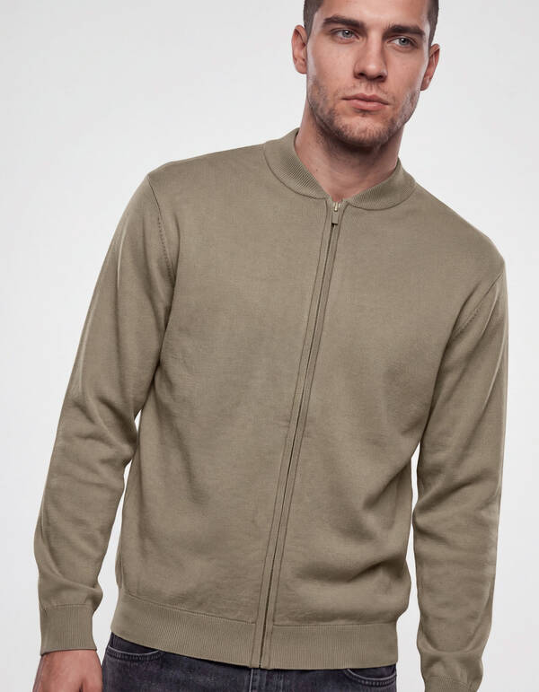 Gebreide Bomber Jack Groen SHOEBY MEN