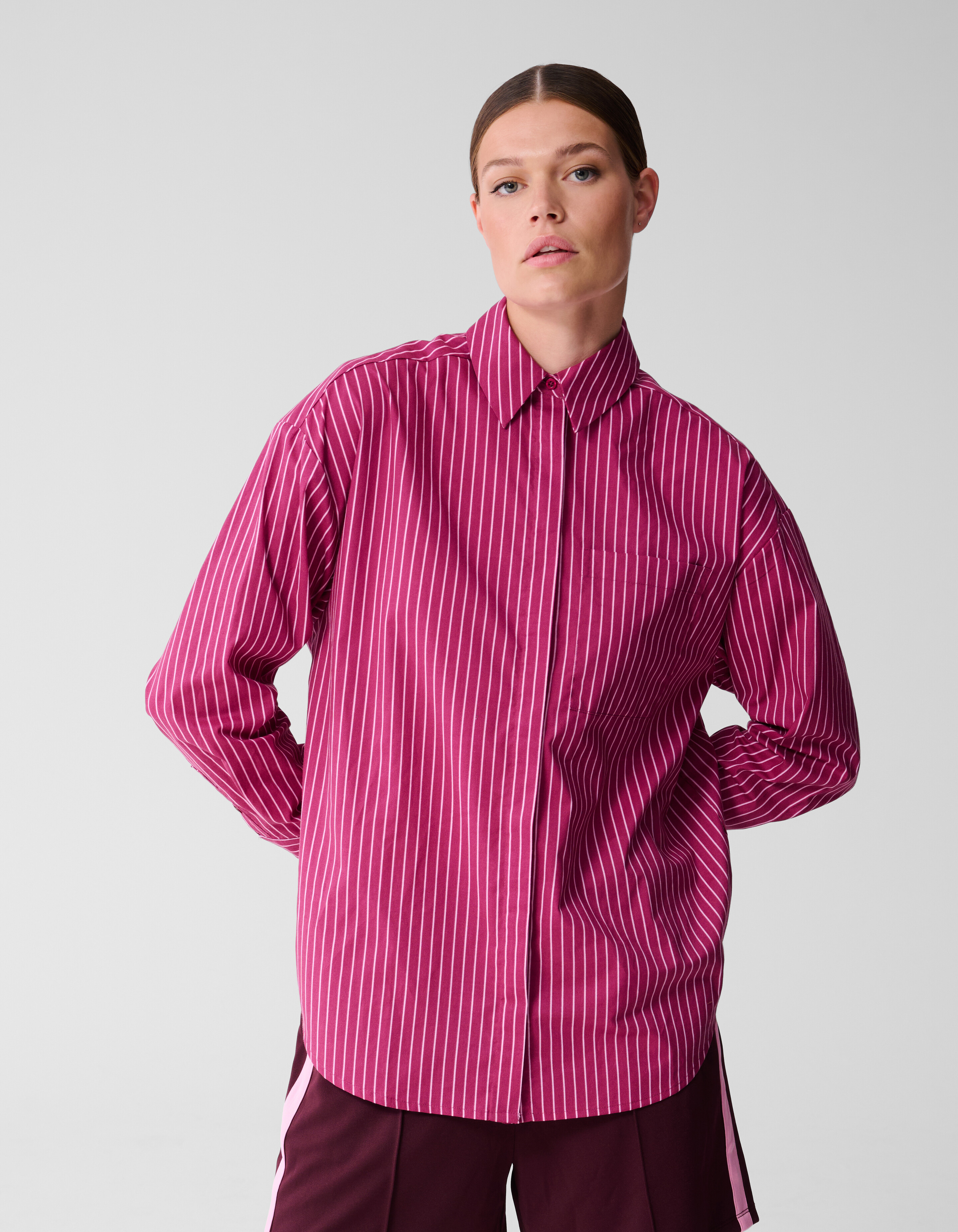 Pinstripe Blouse Donkerroze SHOEBY WOMEN