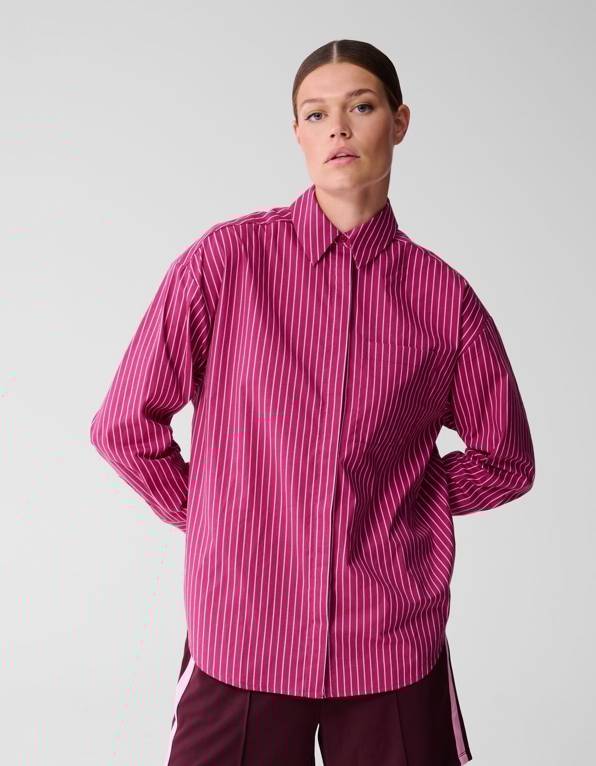 Pinstripe Blouse Donkerroze SHOEBY WOMEN