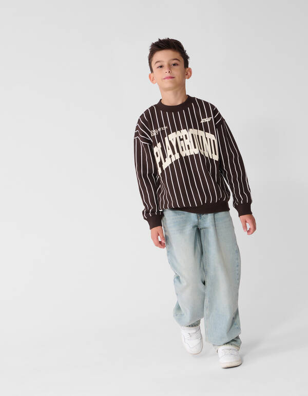 Gestreepte Baseball Sweater Bruin SHOEBY BOYS