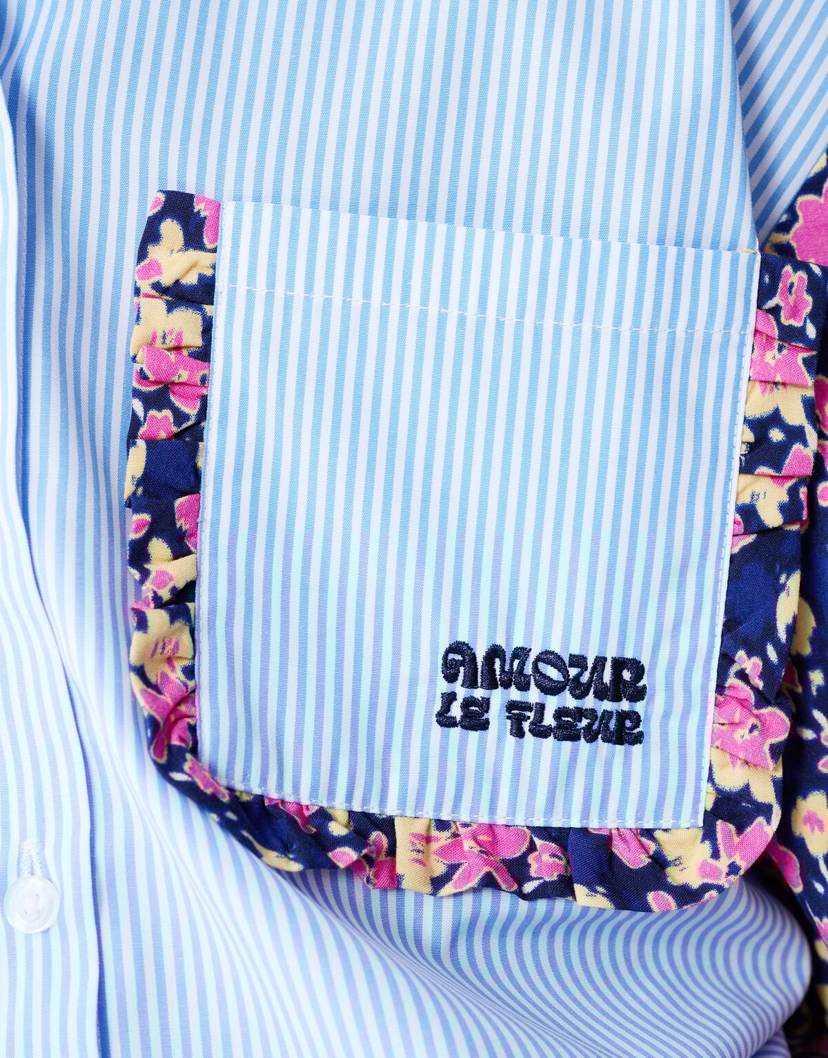 Flower Pinstripe Blouse Lichtblauw SHOEBY GIRLS