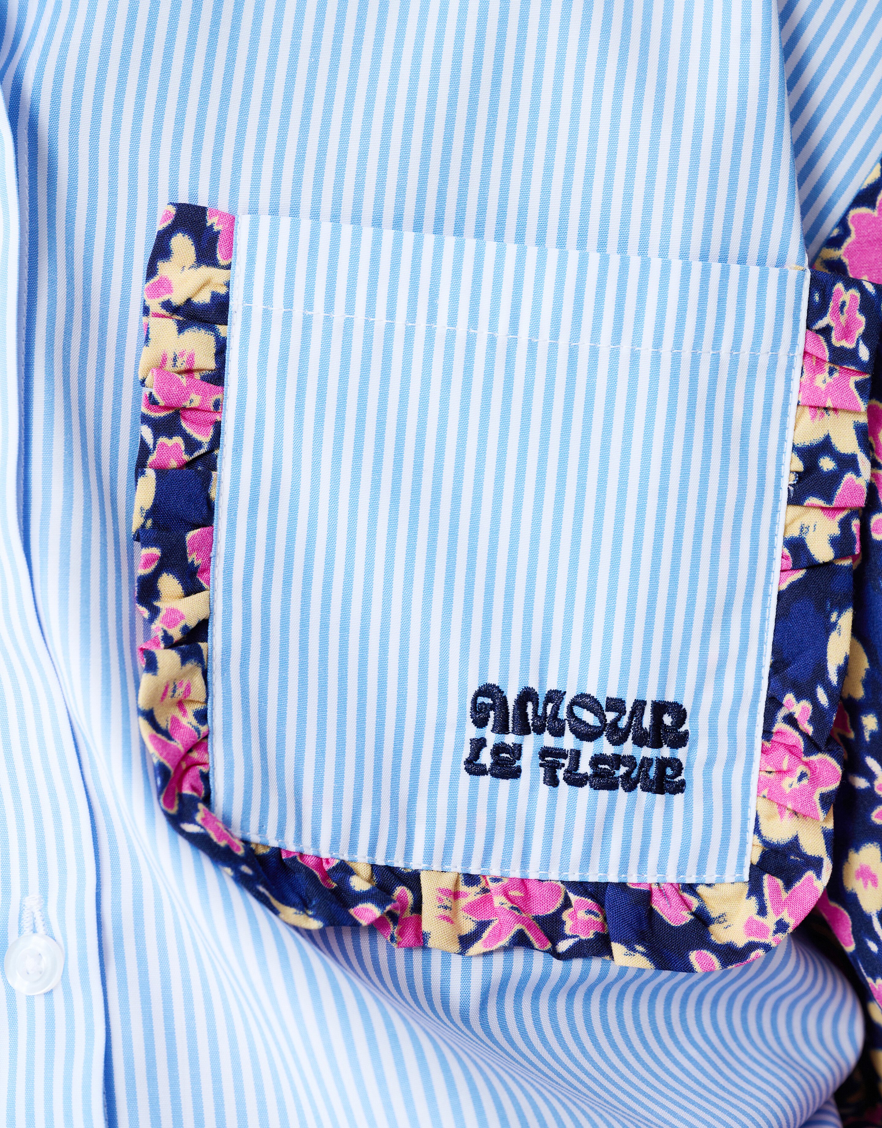 Flower Pinstripe Blouse Lichtblauw SHOEBY GIRLS