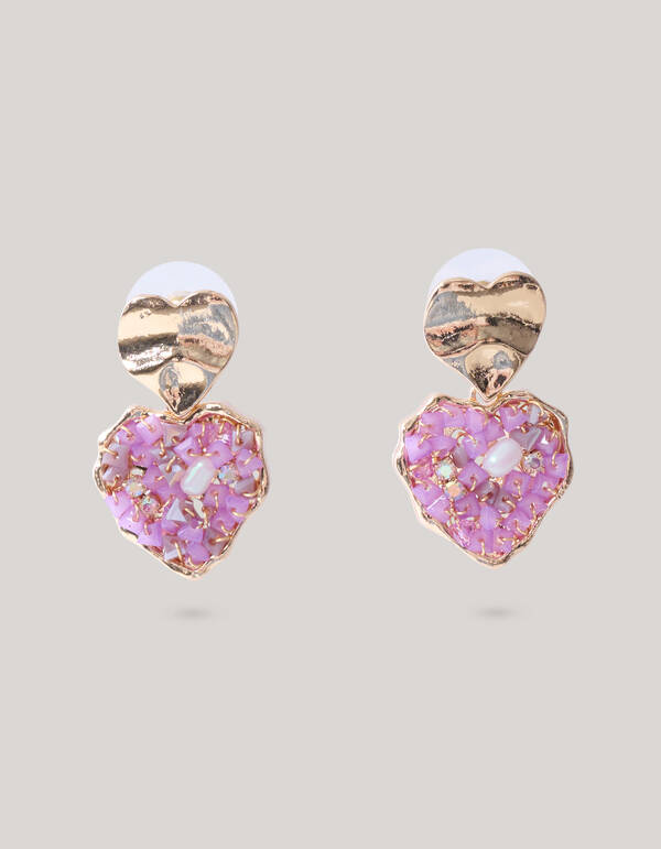 Beaded Heart Oorbellen Roze SHOEBY ACCESSOIRES