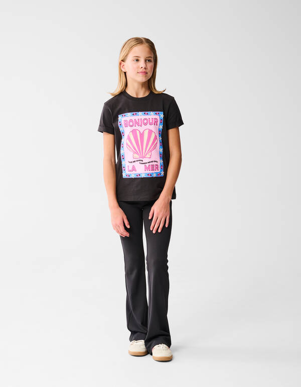 Rib Flared Legging Donkergrijs SHOEBY GIRLS