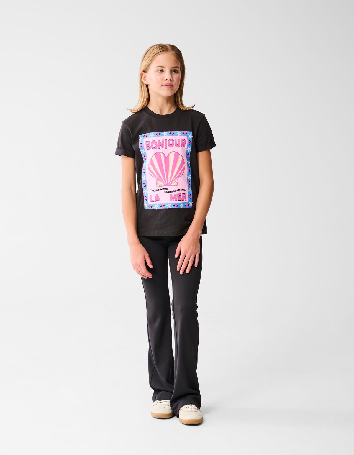 Rib Flared Legging Donkergrijs SHOEBY GIRLS