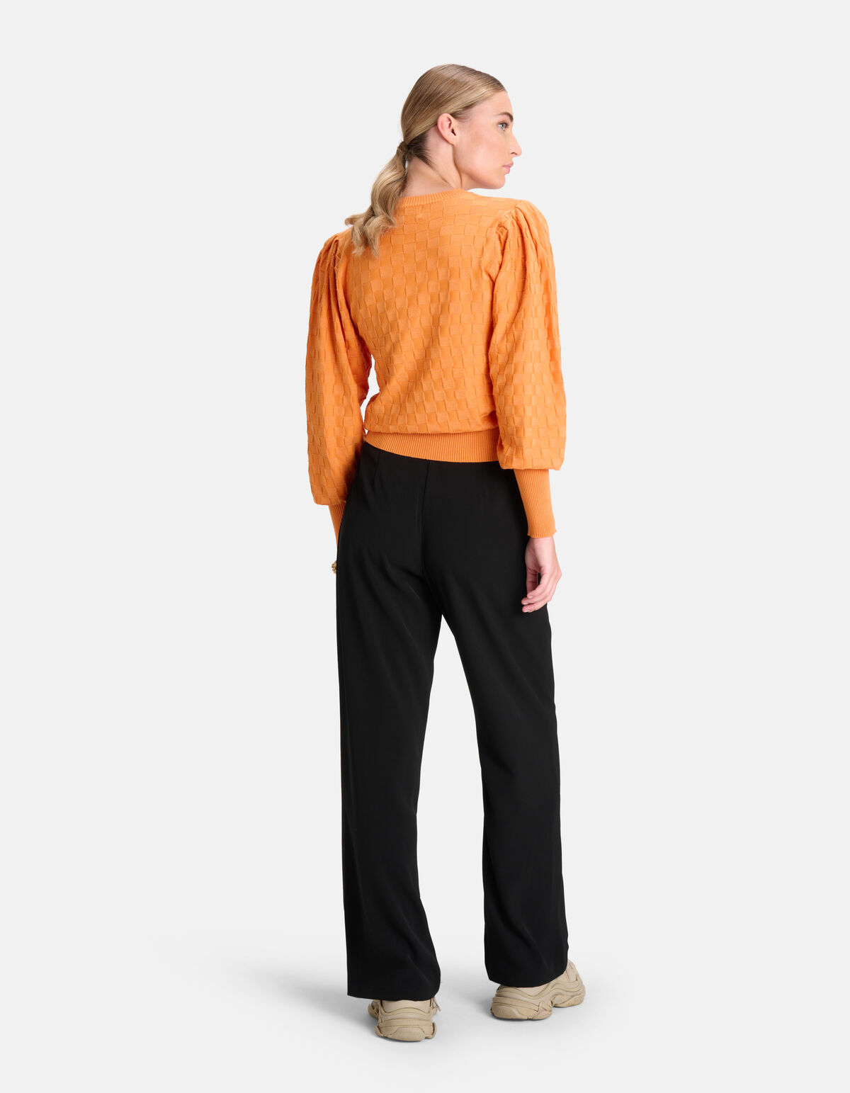 Ruiten Print Trui Oranje By Mieke SHOEBY WOMEN