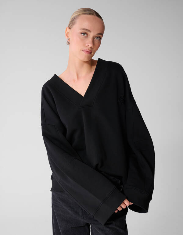 Oversized V-hals Sweater Zwart SHOEBY WOMEN