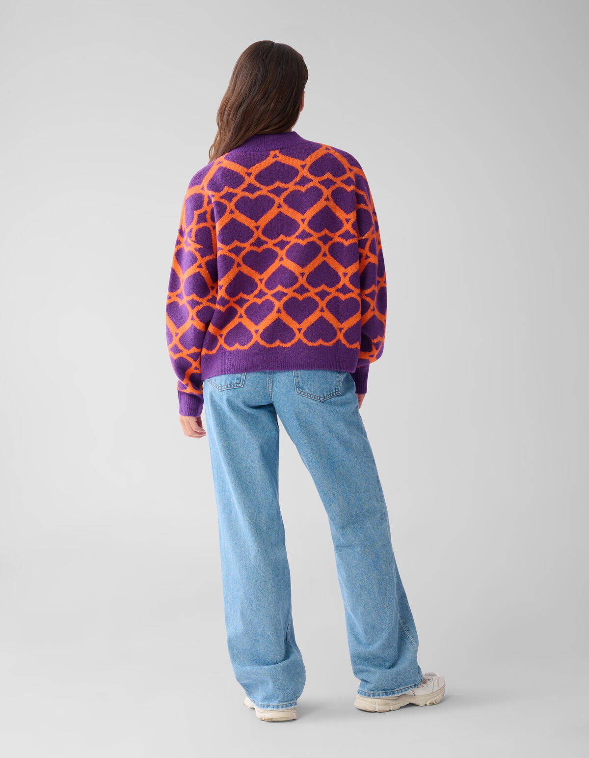 Heart Printed Dames Trui Paars By Furmey SHOEBY WOMEN