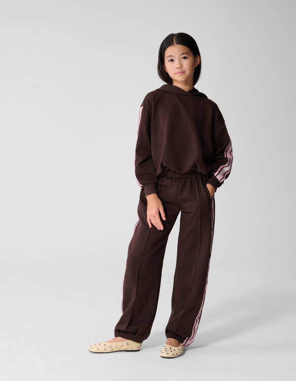 Tape Balloon Fit Hoodie Donkerbruin SHOEBY GIRLS