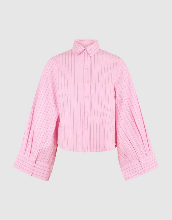Poplin Pinstripe Artwork Blouse Roze SHOEBY WOMEN