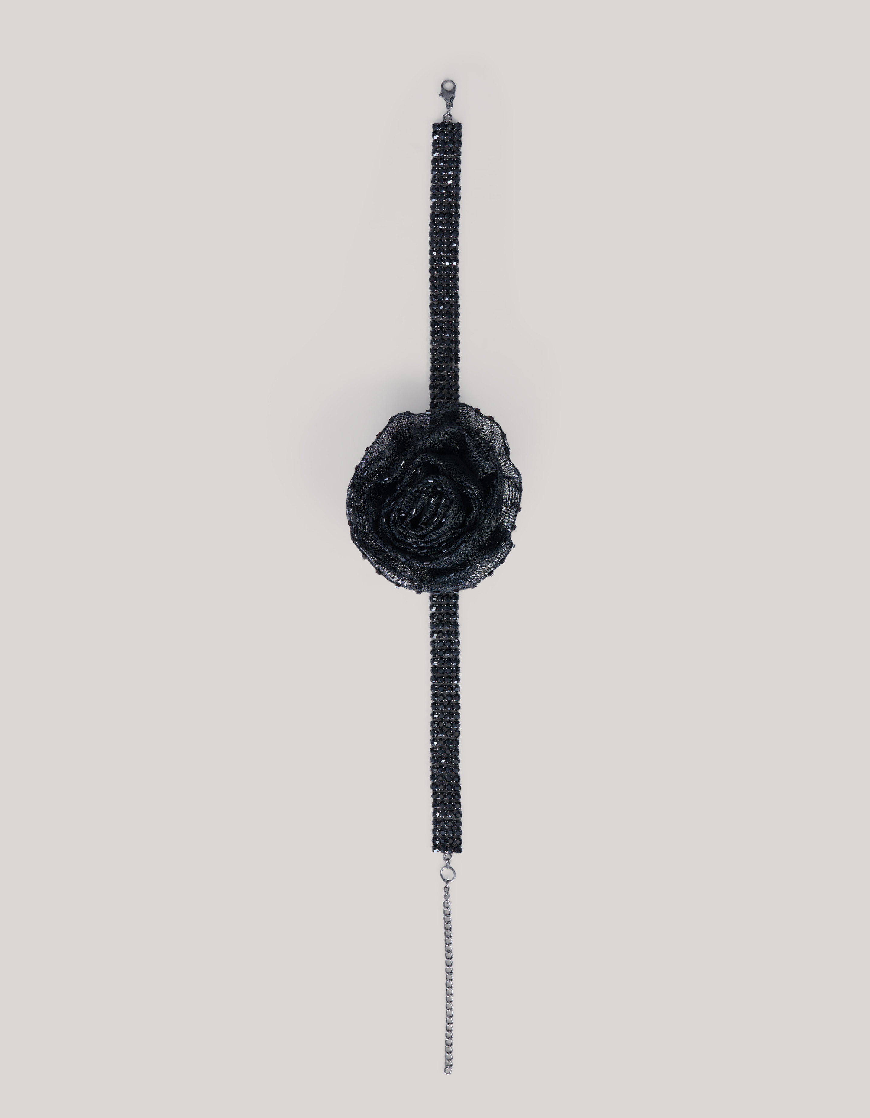 Strass Bloem Choker Zwart ACCESSOIRES SHOEBY