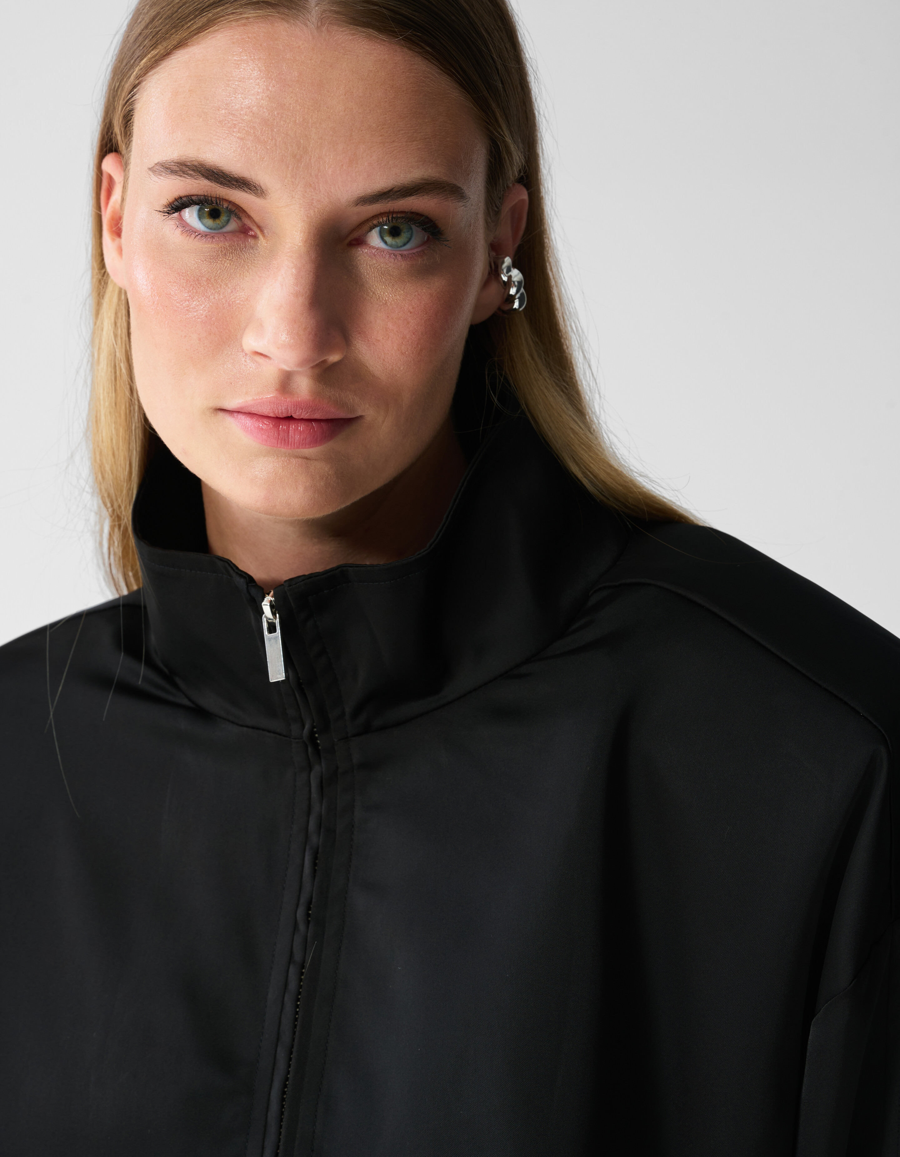 Satijnen Half Zip Top Zwart SHOEBY WOMEN