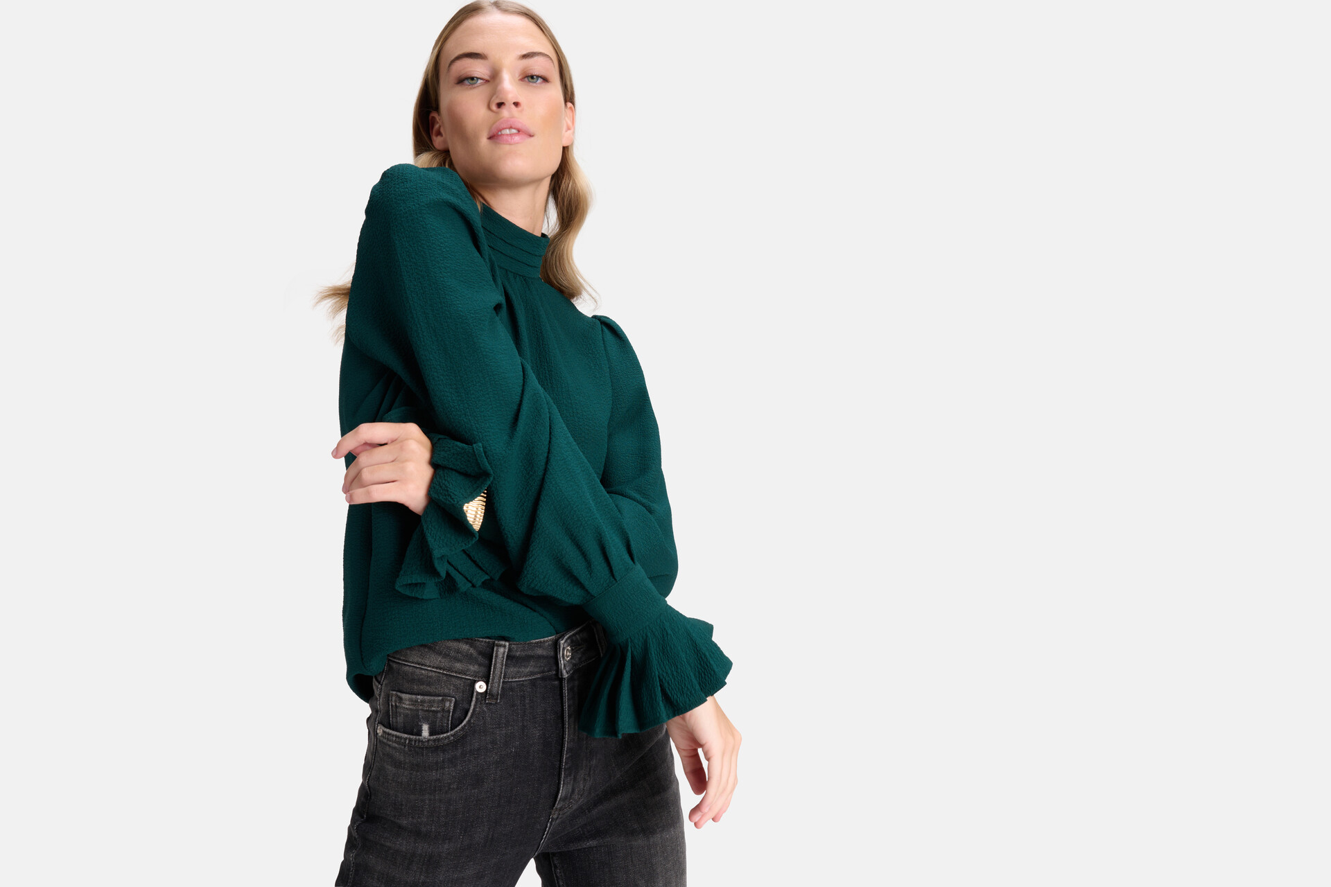 Volumineuze Mouwen Blouse Groen SHOEBY WOMEN