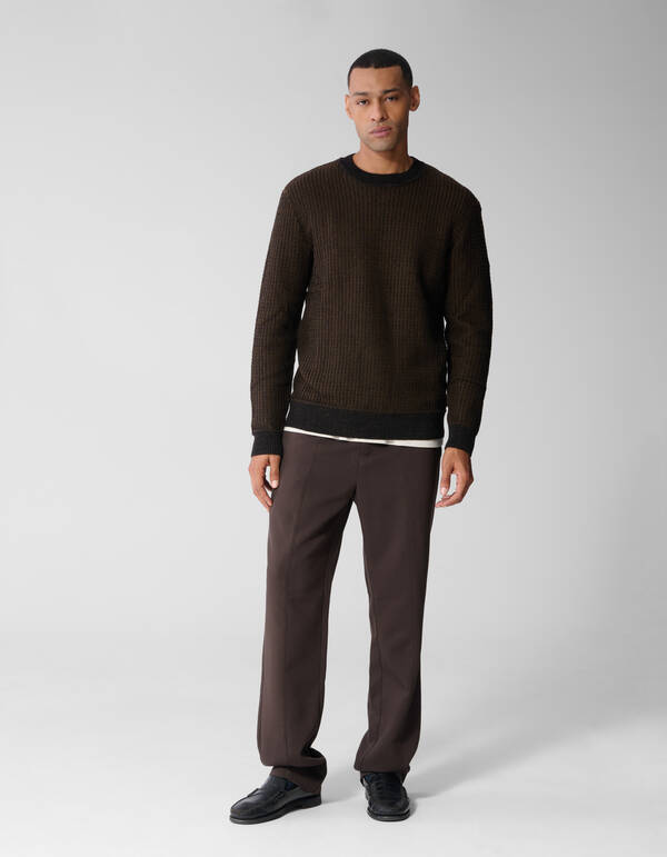 Straight Fit Pintuck Broek Donkerbruin SHOEBY MEN