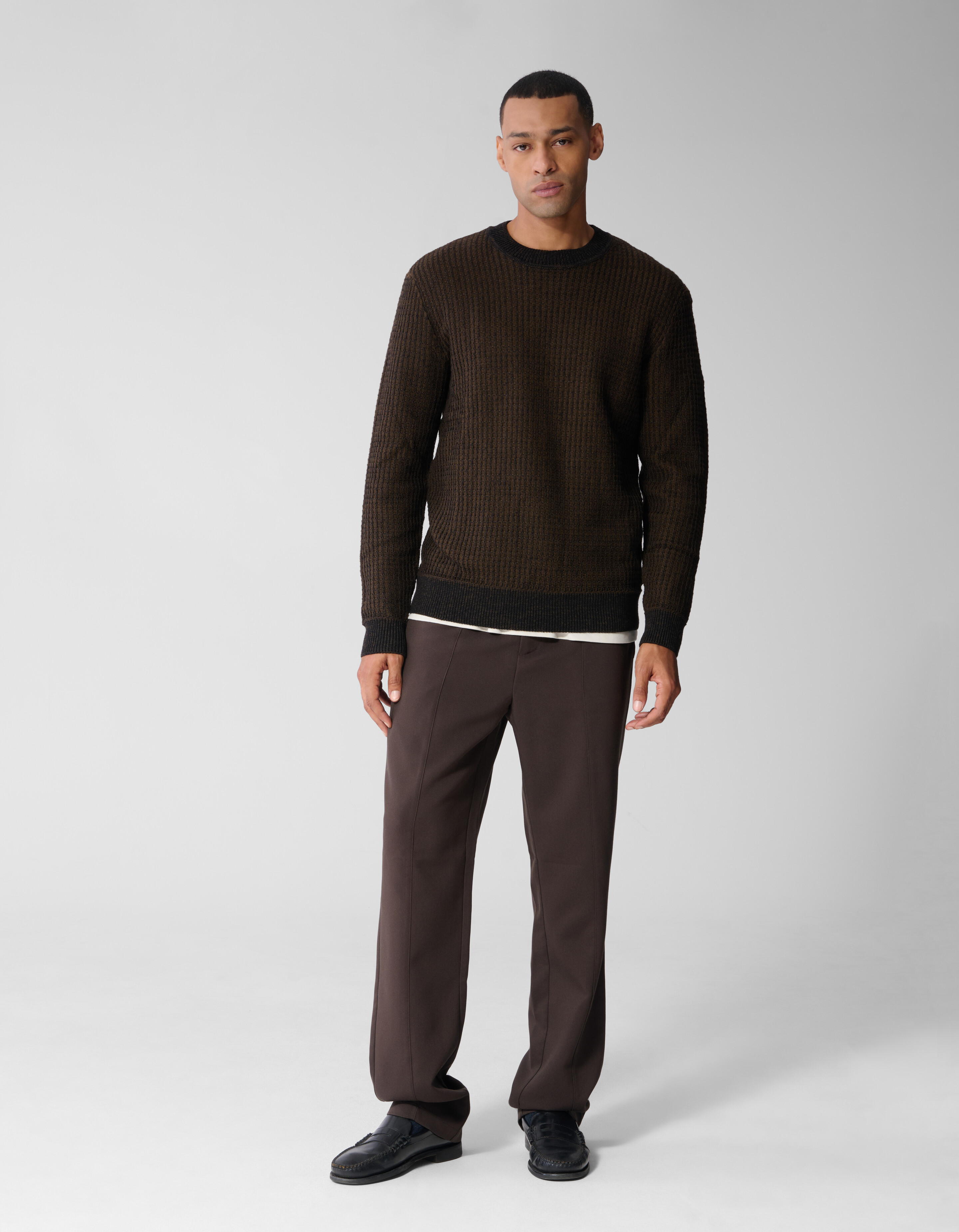 Straight Fit Pintuck Broek Donkerbruin SHOEBY MEN