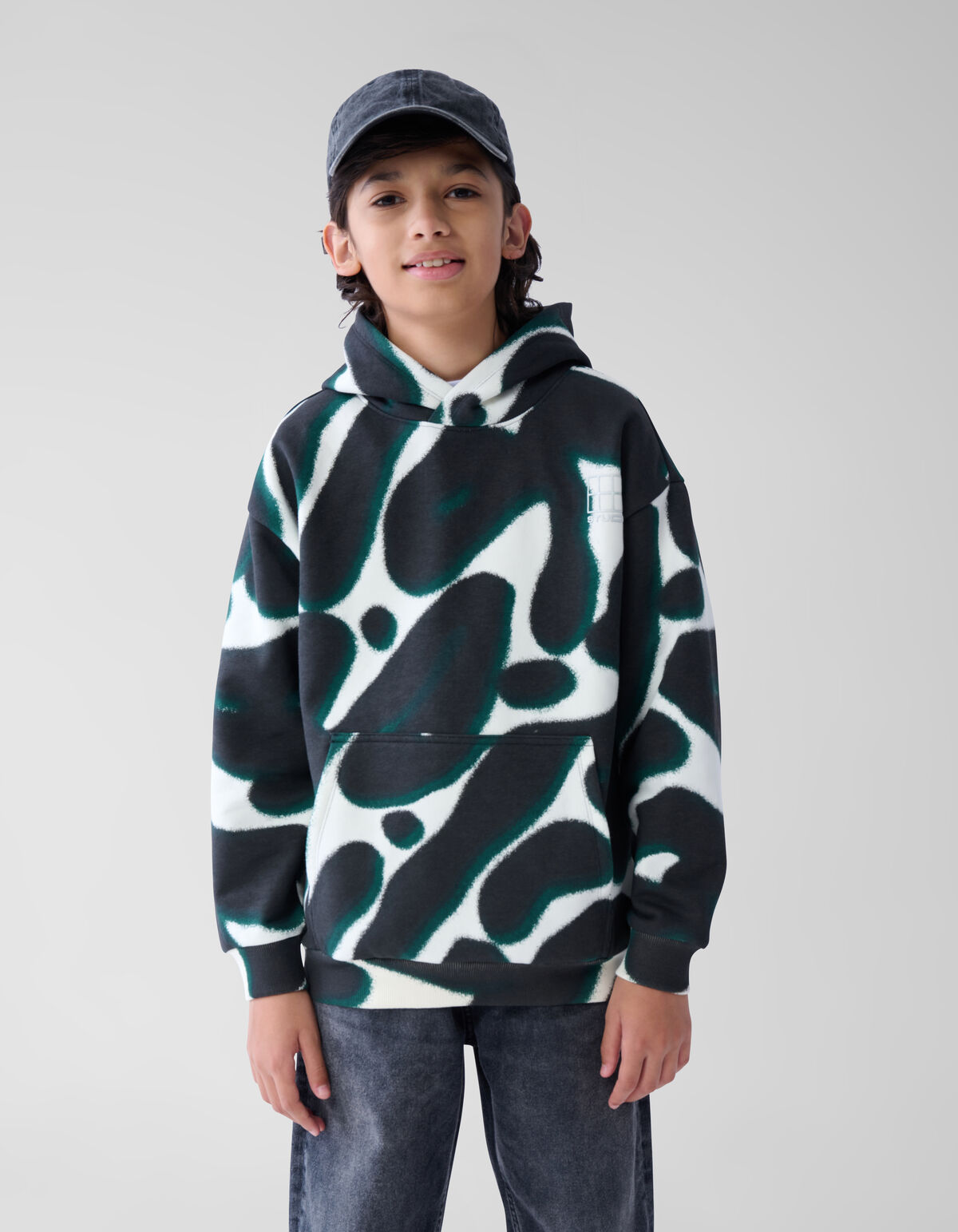 Printed Hoodie Zwart SHOEBY BOYS