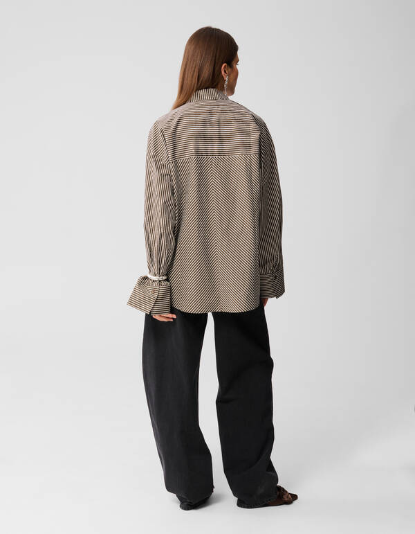 Pinstripe Strass Blouse Bruin SHOEBY WOMEN