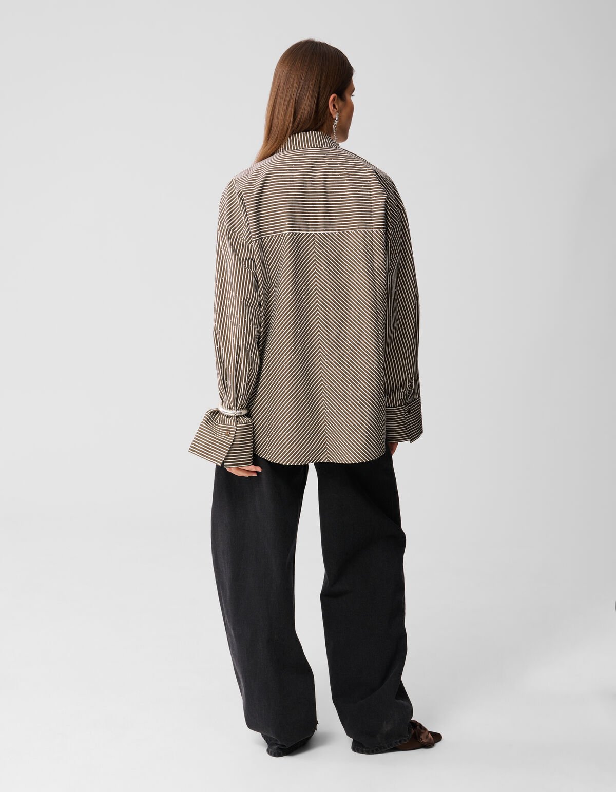 Pinstripe Strass Blouse Bruin SHOEBY WOMEN